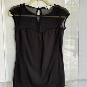 moa moa sleeveless women's top blouse black large see through top L0